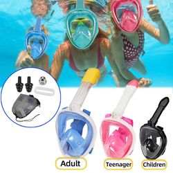 Underwater Snorkeling Full Face Children Swimming Mask Set Scuba Diving Respirator Masks Anti Fog Safe Breathing for Kid