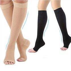 Compression Socks S-XXL Medical Prevent Varicose Veins Toeless Support Hose for Women Men 1 Pairs