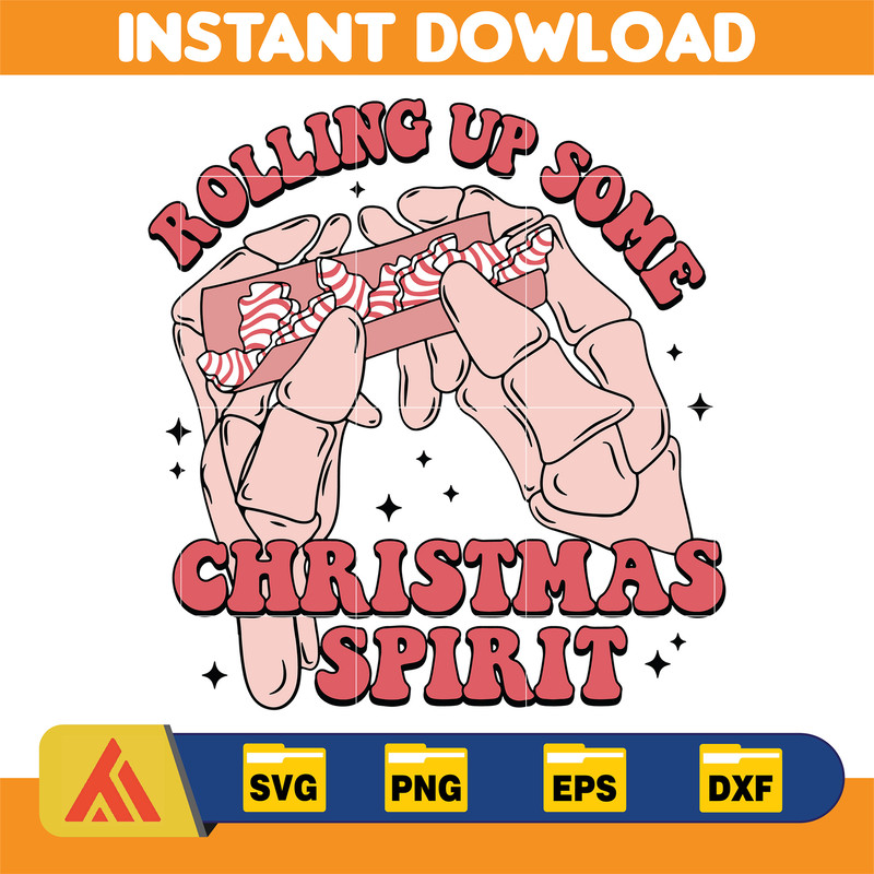 Skeleton Rollin Up Christmas Spirit Christmas Tree Snack Cake, Christmas Svg, Funny Christmas Svg, Holiday sublimation, Christmas Svg.jpg