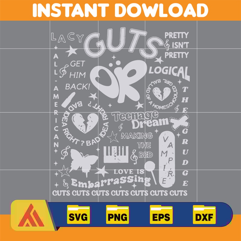 Olivia Guts Tour Track List Aesthetic Svg, Olivia Rodrigo Guts Svg, Album Tracklist Svg, Olivia Rodrigo Svg, Teenager Girl Gifts.jpg
