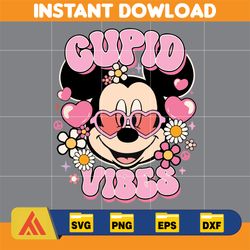 vintage mickey cupid vibes happy valentine's day svg, mickey minnie valentine svg, disney valentine's day svg, valentine