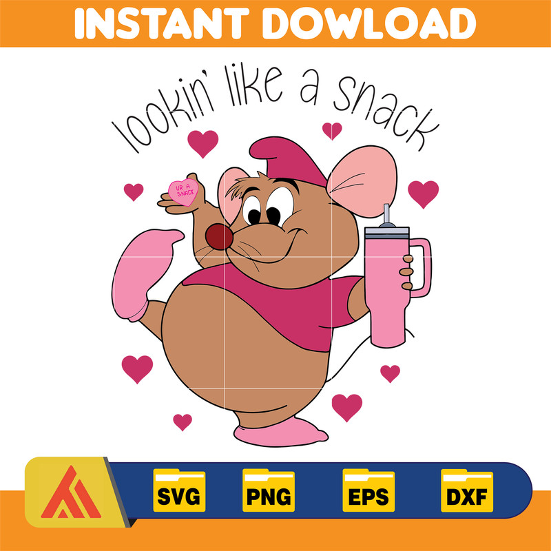 Gus Gus Mouse Svg, Layered Svg, Valentines Day, Heart, Stanley, Cute, Princess, Snack Svg, Valentines, Svg, Png Digital Download File.jpg