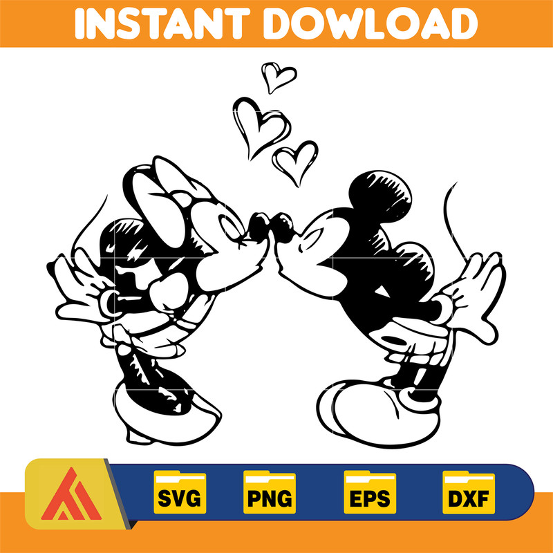 Personalized Mickey and Minnie Valentine Svg, Couple Svg, Customized Disneyland Valentine Svg, Custom Initial Svg.jpg