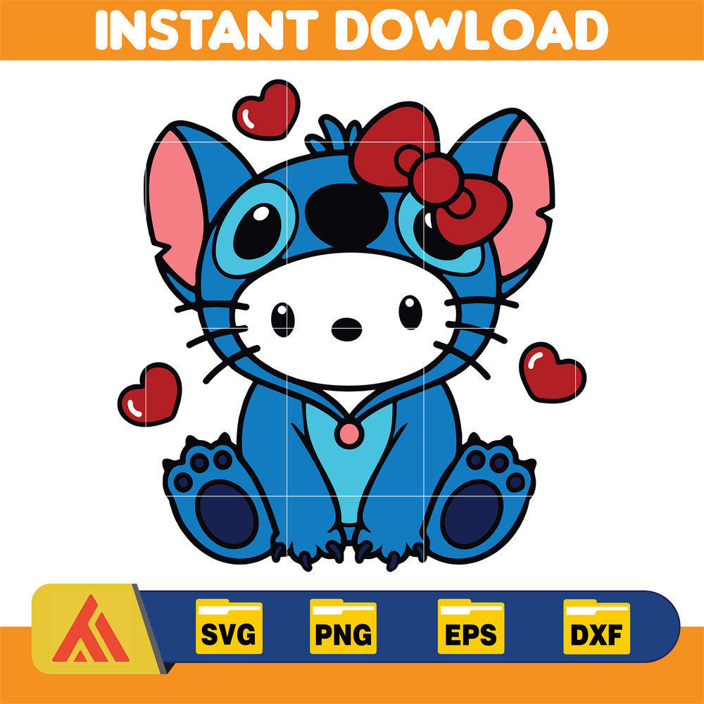 Kitty Stitch Svg, Valentine’s Day Svg, Stitch Valentine Svg, Kawaii Svg, Cricut, Silhouette Vector Cut File, Cute Kawaii Valentine.jpg