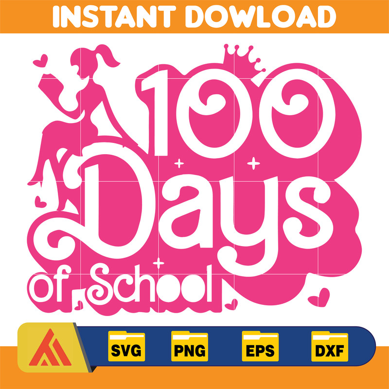 100 Days Of School Svg, Pink Doll Girl Svg, School 100th Day Svg, Back to School Svg, Teacher School Svg, Teacher Appreciation Svg.jpg