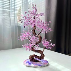 Handmade artificial beaded bonsai tree purple of beads | wire sculpture | home decoration | exclusive gift idea
