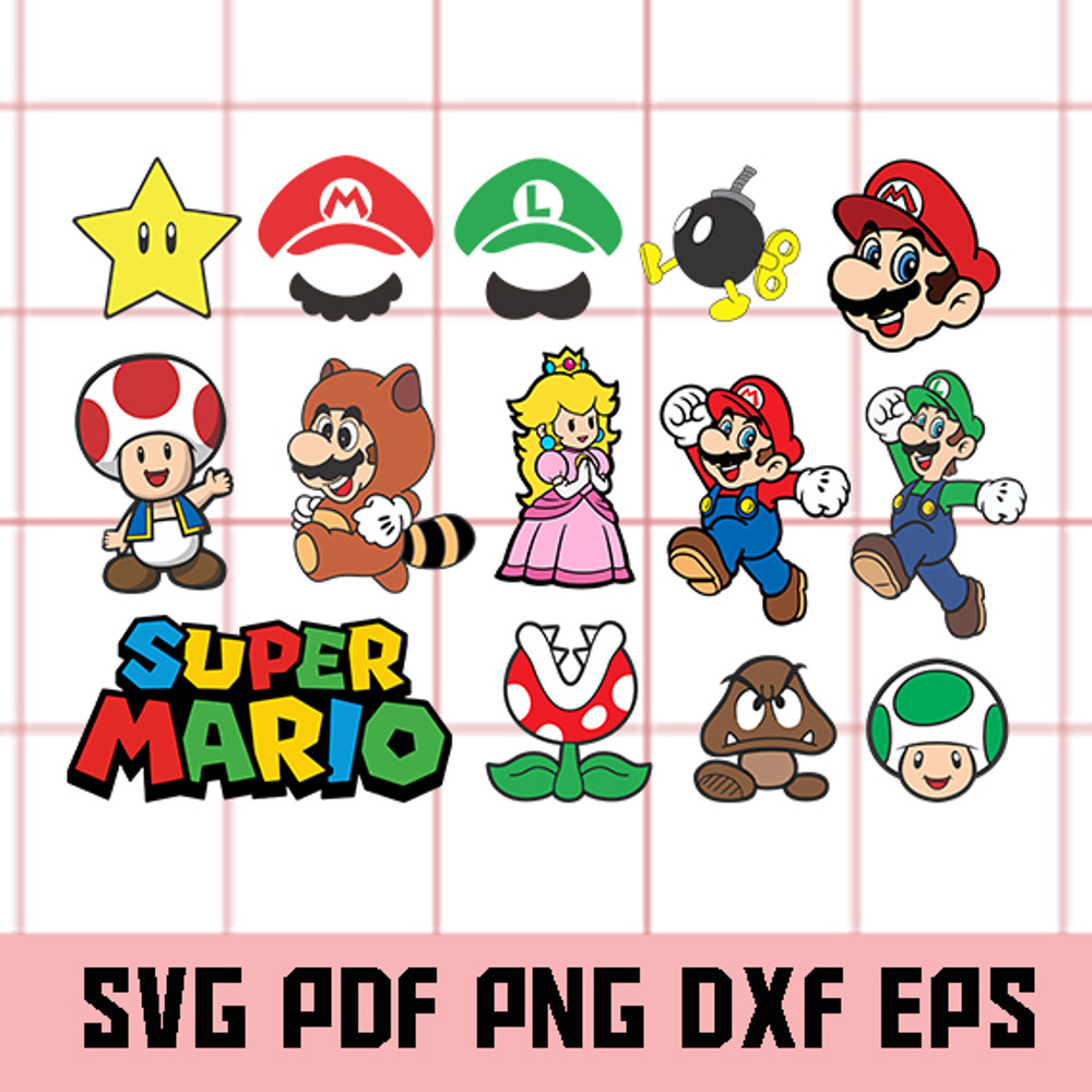Mario Bros SVG, Super mario svg bundle, dxf, eps, png files.jpg