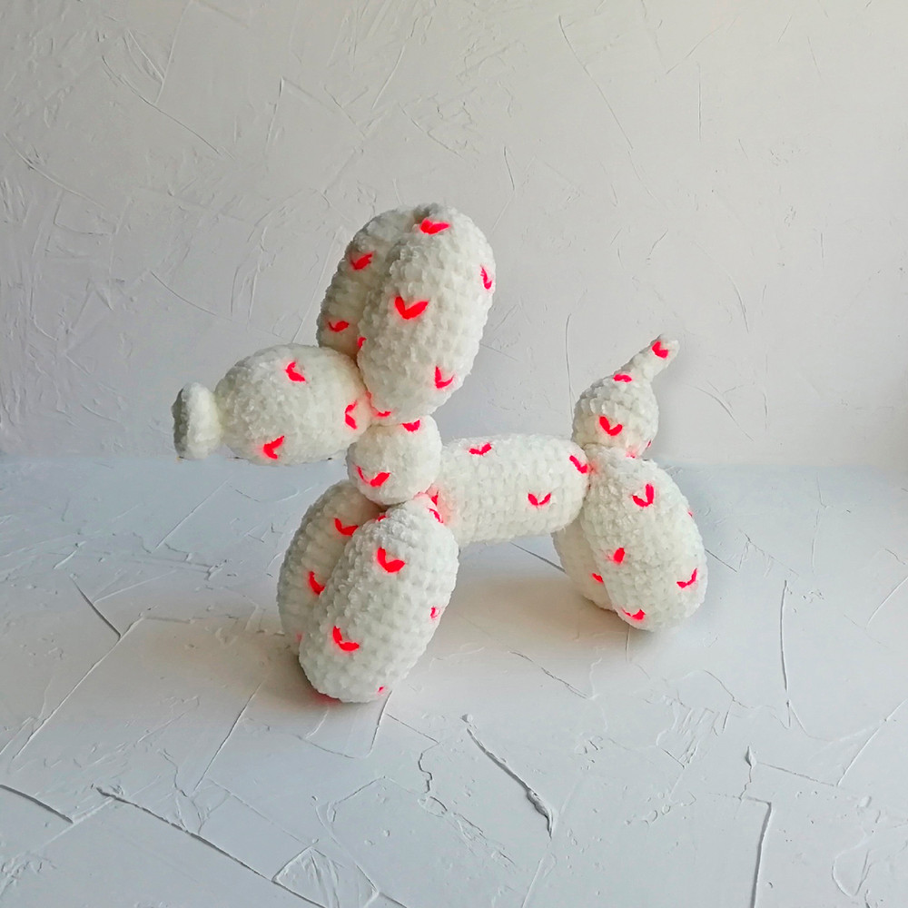 Balloon Dog Stuffed Animal Toy Crochet Toy Heart 0
