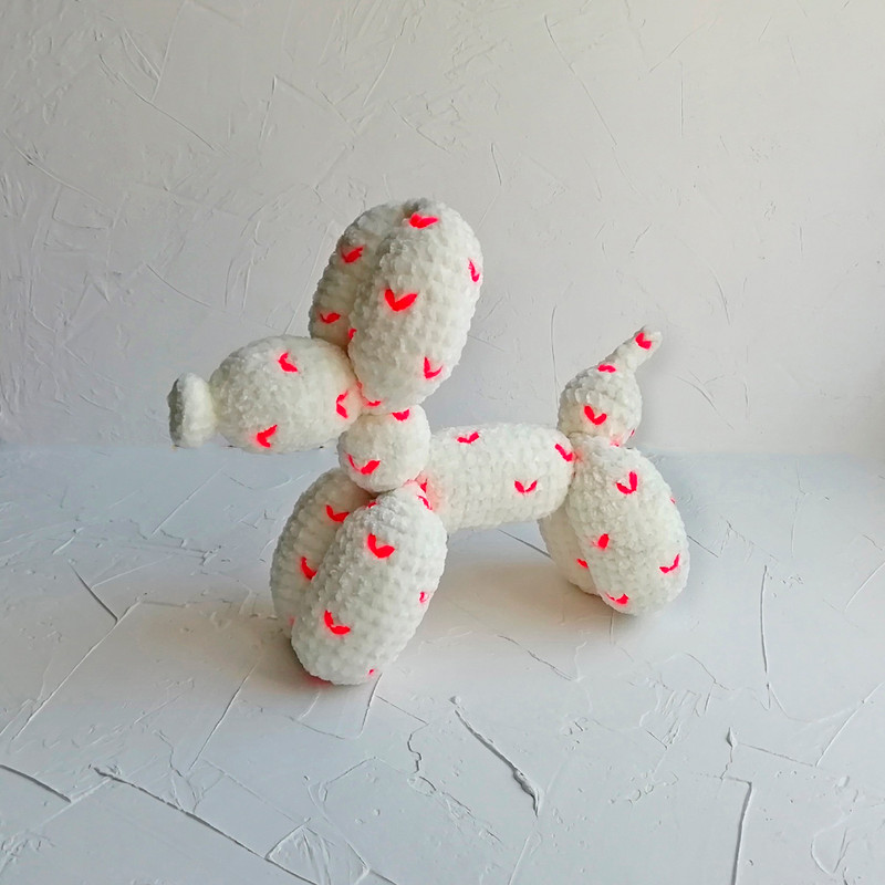 Balloon Dog Stuffed Animal Toy Crochet Toy Heart 0
