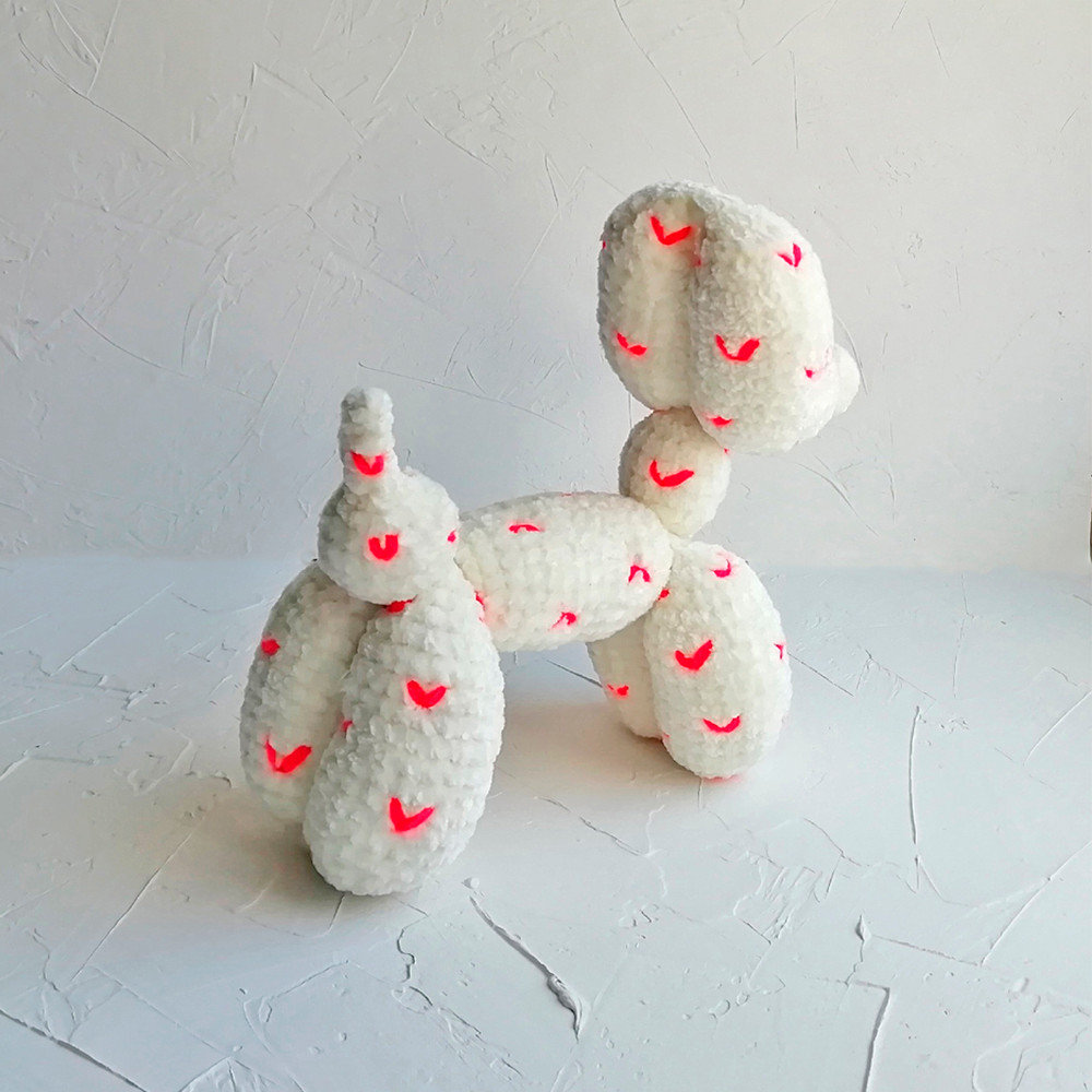 Balloon Dog Stuffed Animal Toy Crochet Toy Heart 2