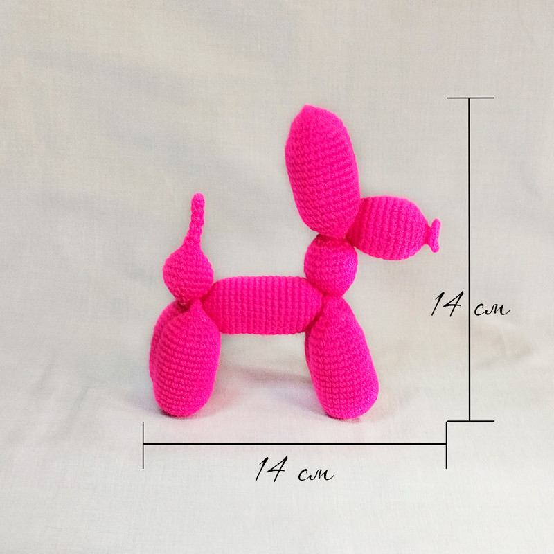 Balloon Dog Toy Decorative Figurine Stuffed Animal Toy Crochet Pink Dog Toy Hot Pink 4