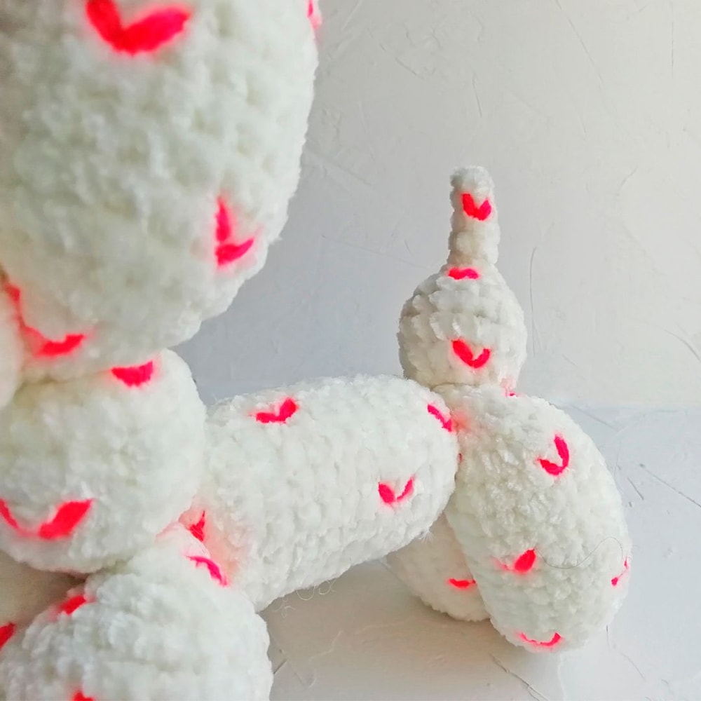Balloon Dog Stuffed Animal Toy Crochet Toy Hearts 3