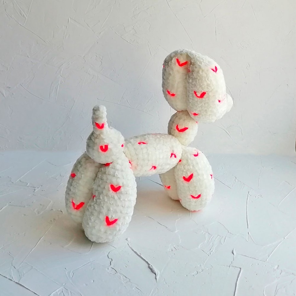 Balloon Dog Stuffed Animal Toy Crochet Toy Hearts 2