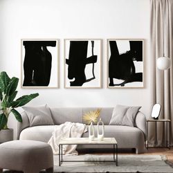 Black and White Wall Art, 3 Piece Wall Art, Abstract Poster Set, Bedroom Decor, Living room Art, Dining Room Art, Modern