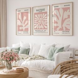 Blush Pink Henri Matisse Set of 3, Gallery Wall Set, Pink Matisse Print Set, Matisse Posters, Matisse Exhibition Poster,