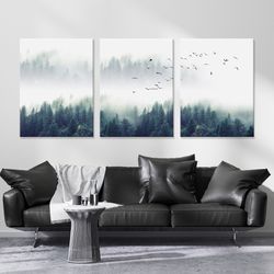 Landscape pine tree wall art Forest and mountain wall art set print Living room nature poster set of 3 canvas Bedroom 3