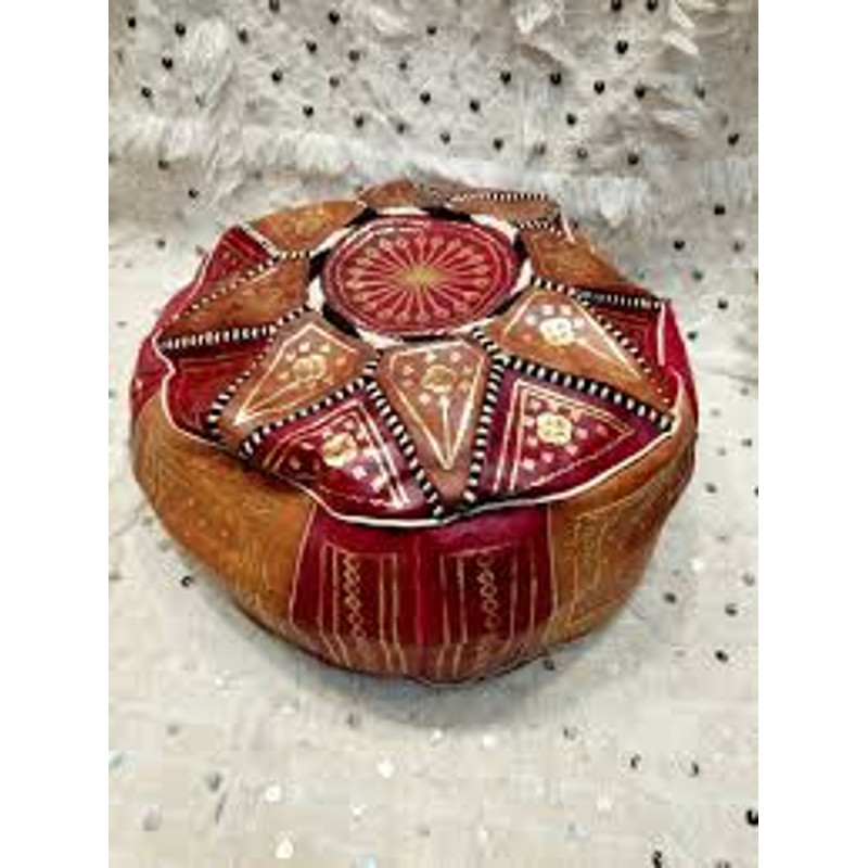 Handmade Moroccan POUF Genuine Leather Pouffe Ottoman Footstool Multicolours 6