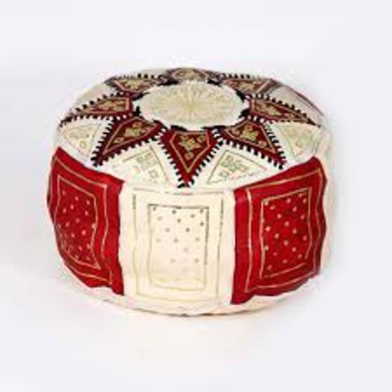 Handmade Moroccan POUF Genuine Leather Pouffe Ottoman Footstool Multicolours 8