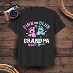 gender reveal grandpa tee t-shirt