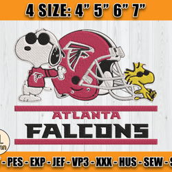Atlanta Falcons Embroidery, Snoopy Embroidery, NFL Machine Embroidery Digital, 4 sizes Machine Emb Files-05-nhann