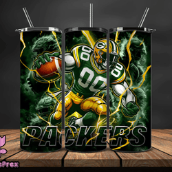 Green Bay Packers Tumbler Wrap Glow, NFL Logo Tumbler Png, NFL Design Png By PrimePrex-12