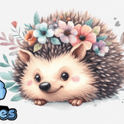 watercolor hedgehog clipart sublimation design 95
