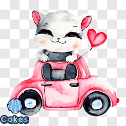adorable cat enjoying a ride in a pink car png design 163