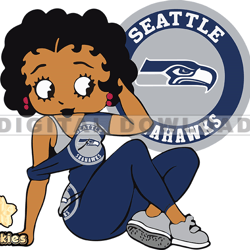Seattle Seahawks Betty Boop Svg, NFL Svg, Girl Sport Svg, Football Svg Download Digital File 04