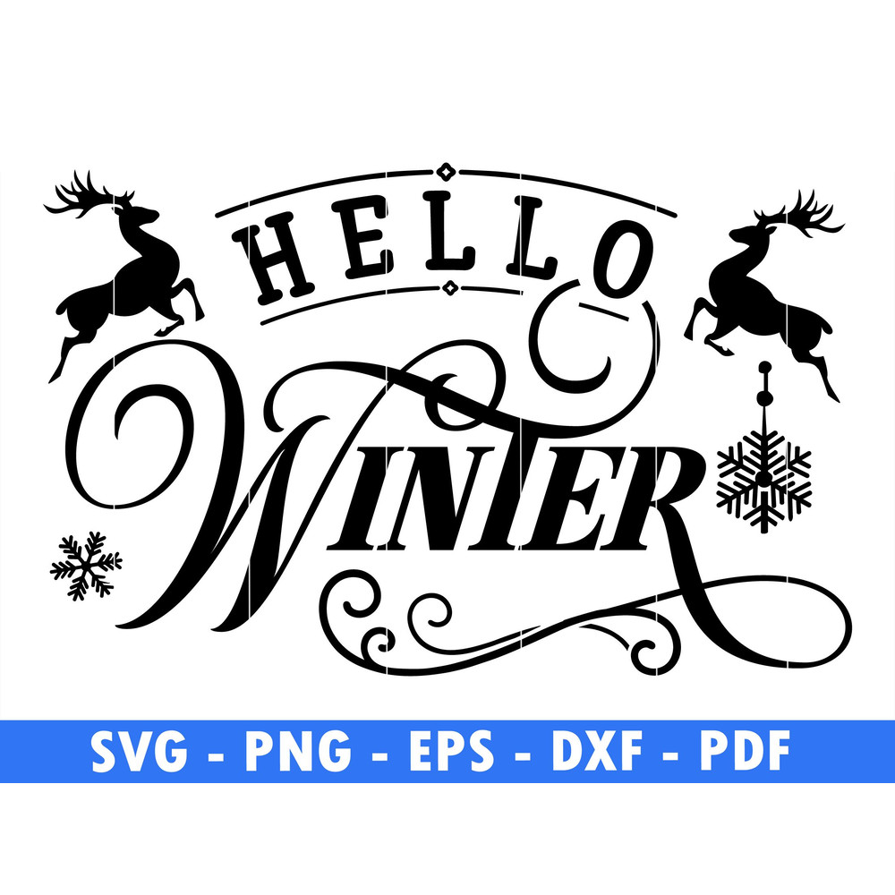 Hello Winter Winter Scene Svg Magical Christmas Scene Santa Reindeer Svg Christmas Png Deer Svg Pin 0