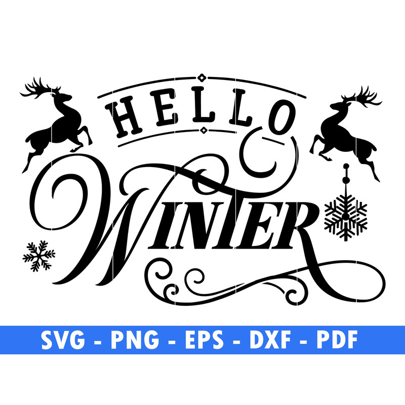 Hello Winter Winter Scene Svg Magical Christmas Scene Santa Reindeer Svg Christmas Png Deer Svg Pin 0