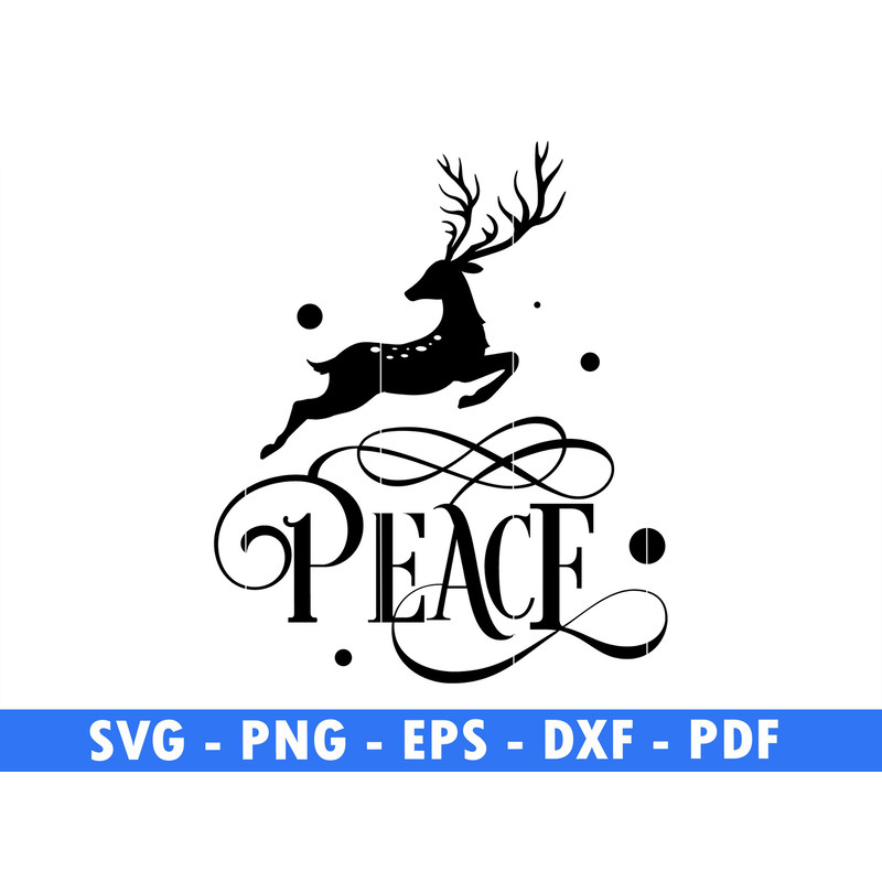 Peace Black Deer Svg Pine Tree Png Christmas Svg Santa Png Magical Christmas SceneSnow Flake Svg Cu 0