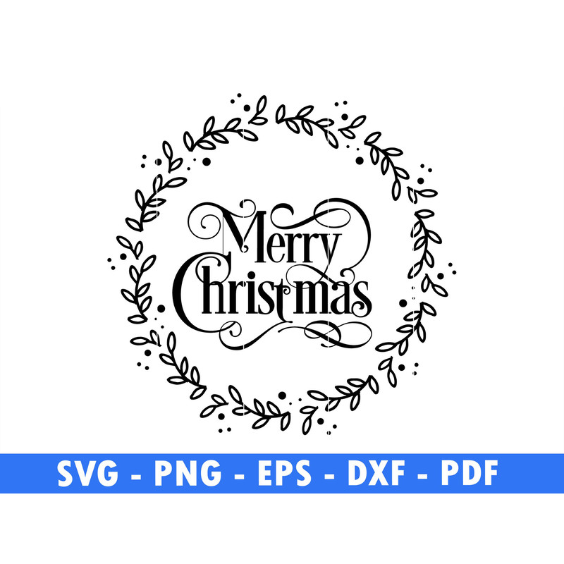 Merry Christmas  Round Frame All Black Winter Cut Files For Cricut Christmas Svg Santa Png Christma 0
