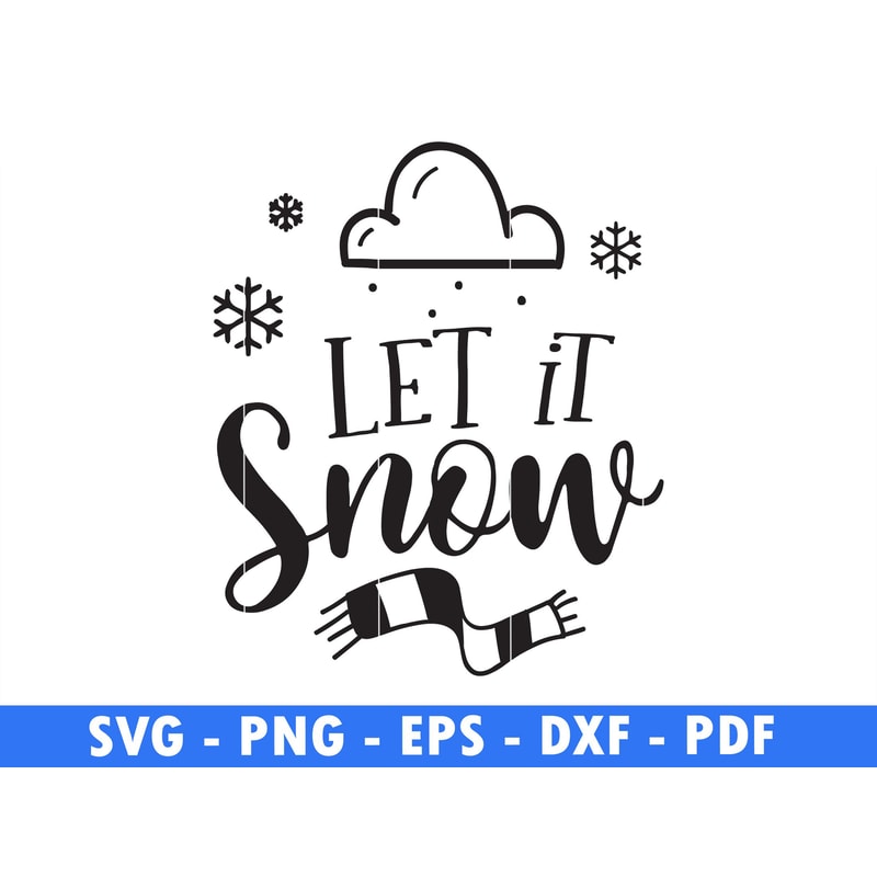 Let It Snow Black Full Snow Flake Svg Christmas Png Santa Png Magical Christmas Scene Winter Svg Fi 0