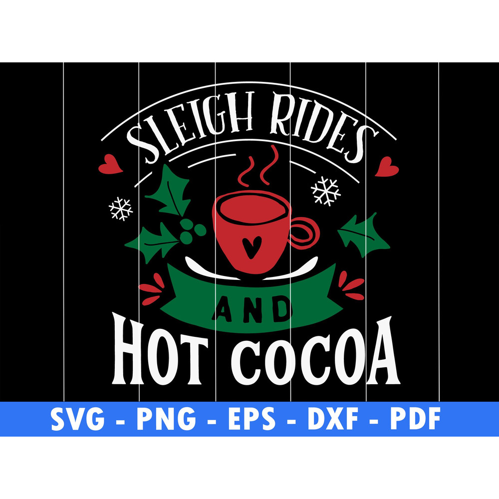 Sleigh Rides And Hot Cocoa White And ColorsDeer Png Pine Tree SvgSnow Flake Png Cut File Winter Sce 0
