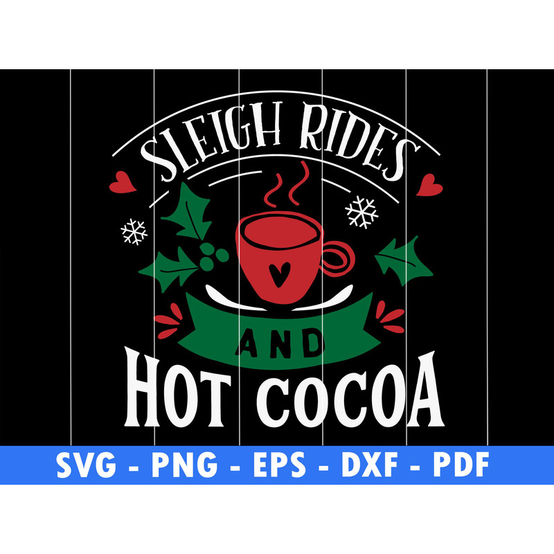 Sleigh Rides And Hot Cocoa White And ColorsDeer Png Pine Tree SvgSnow Flake Png Cut File Winter Sce 0
