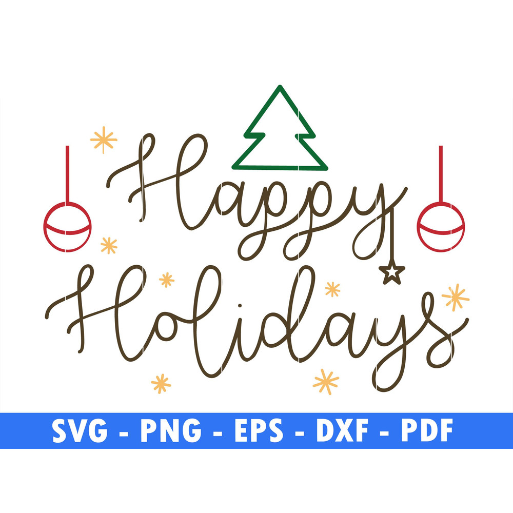 Happy Holiday Pine Tree Svg Christmas Ball Png Winter Scene Svg Magical Christmas Scene Holiday Sce 0