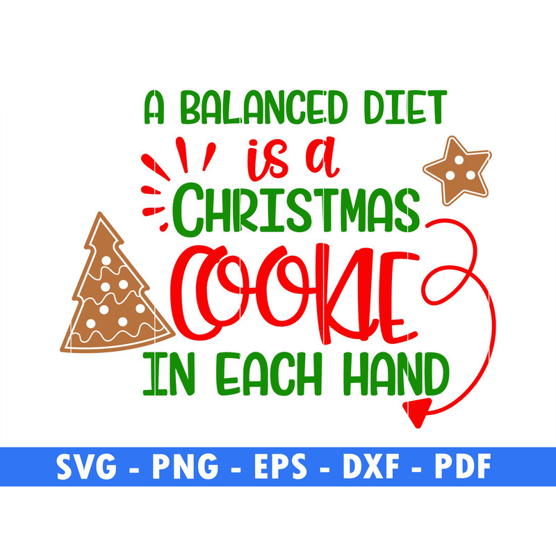 A Balanced Diet Is A Christmas Cookie In Each Hand Winter Svg Files Christmas Png Ping Tree Svg Cla 0