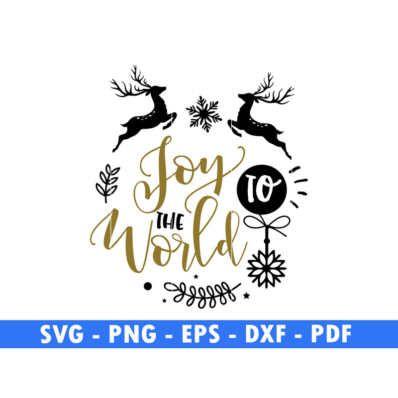 Joy To The World Winter Scene Svg Magical Christmas Scene Santa Reindeer Svg Deer Svg File Snow Fal 0
