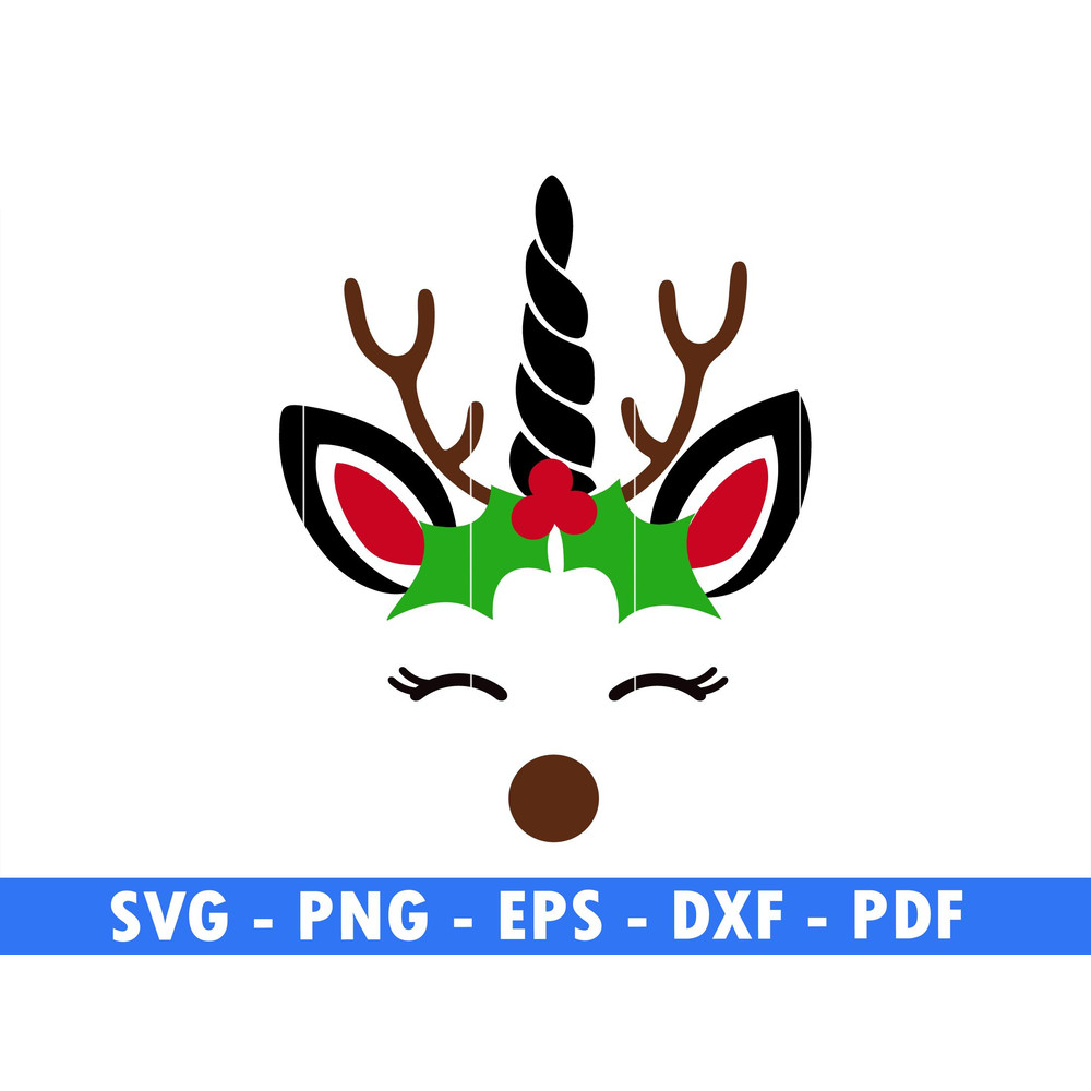 Cute Unicorn Winter Svg Files For Cricut Christmas Svg Unicorn Face Png File Instant Digital Downlo 0