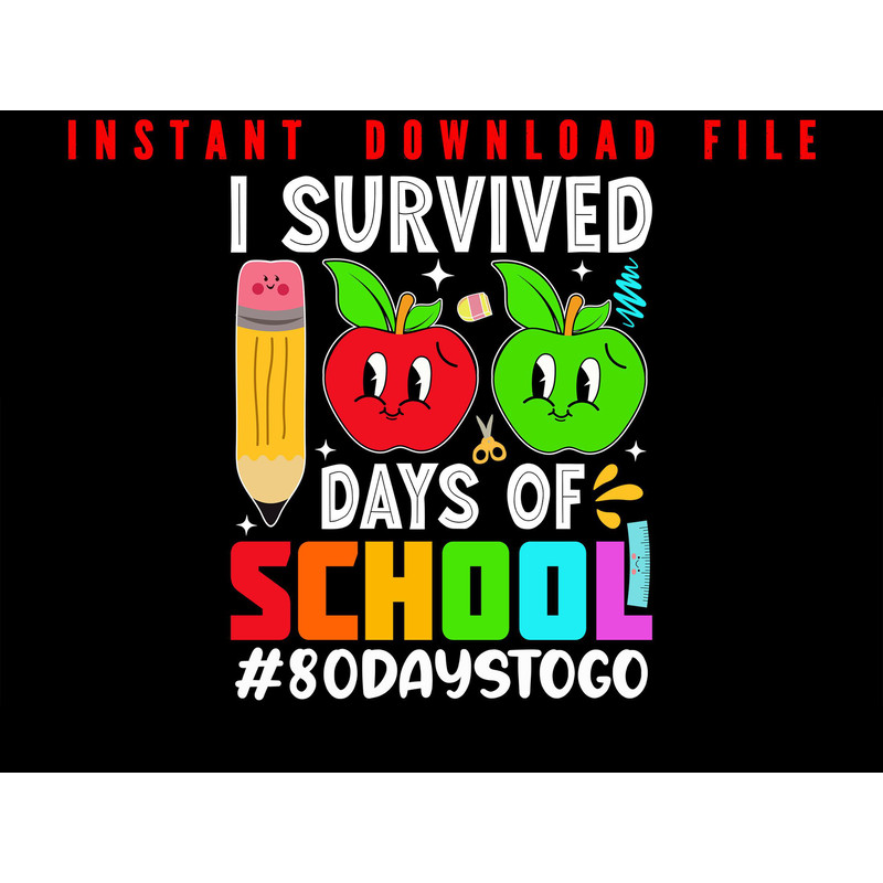 I Survived 100 Days Of School Happy 100th Day Of School Girls Boys Gifts Instant Digital Download P 0