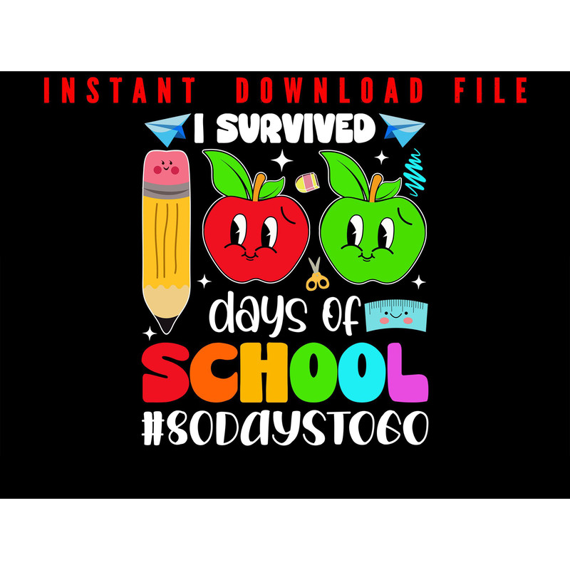 I Survived 100 Days Of School 100th Day Of School Red Green Tomato Png Design Pencil Png Instant D 0