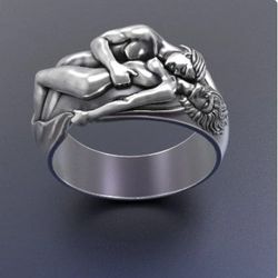 handmade romantic 925 sterling silver ring, lovers ring silver, loving hugging couple ring, valentine ring, design 925 s