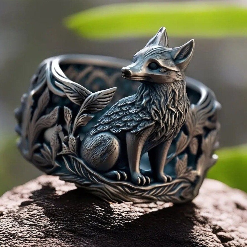 925 Silver Fox Ring Animal Jewellery Wildlife Inspired Silver Ring 0