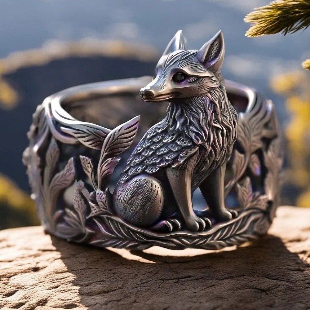 925 Silver Fox Ring Animal Jewellery Wildlife Inspired Silver Ring 1