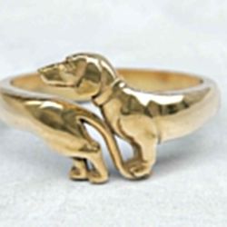 dog dachshund genuine solid sterling silver ring , dog ring, 925 hallmarked, silver dog ring