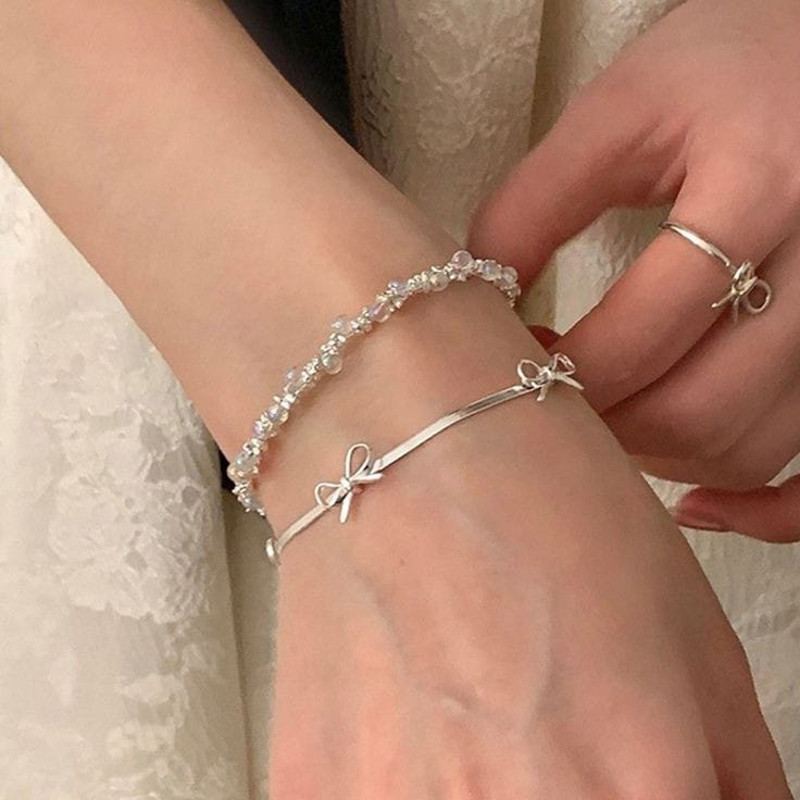 Silver Ribbon Bracelet Silver Plating Herringbone Chain Bracelet Silver Minimal Bracelet Lovely Dai 0
