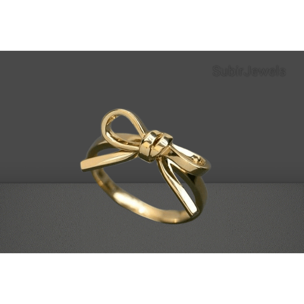 Bow Ring 18K Gold Plating FinishRing Cute Ribbon Statement Ring Perfect Jewelry For Women Minimal B 3