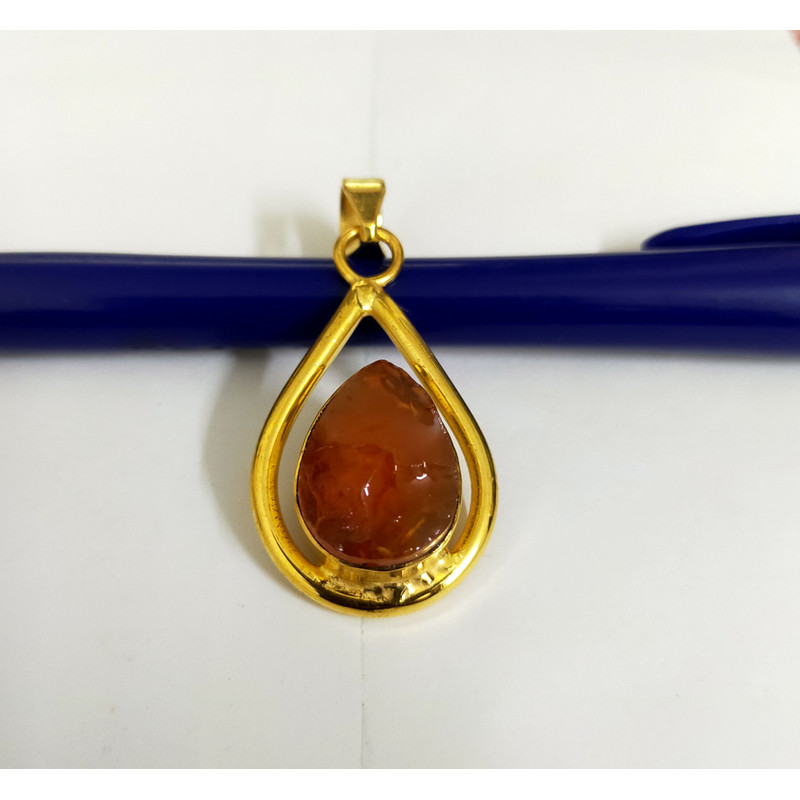 Raw Carnelian Necklace Gold Plated Necklace Gemstone Pendant Rough Carnelian Necklace Healing Cryst 3