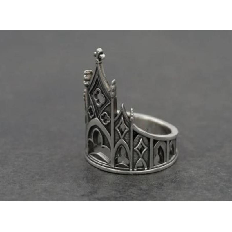 Sterling Silver Gothic Ring Uniquely Designed Wedding Ring 2