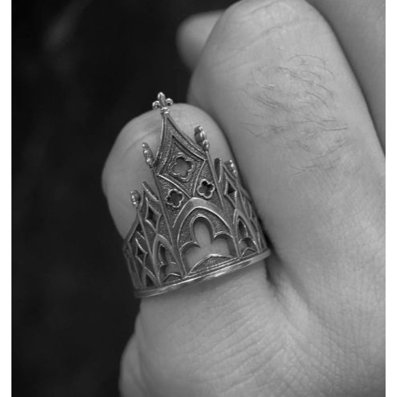 Sterling Silver Gothic Ring Uniquely Designed Wedding Ring 3